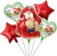 Bouquet X 5 Globos Metalizados Princesa Ariel