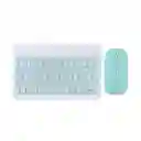 Combo De Teclado Y Mouse Bluetooth Para Tablet Y Celular Azul Claro