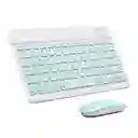 Combo De Teclado Y Mouse Bluetooth Para Tablet Y Celular Azul Claro