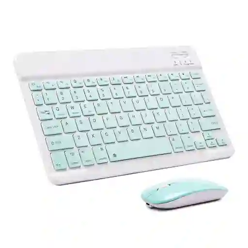 Combo De Teclado Y Mouse Bluetooth Para Tablet Y Celular Azul Claro