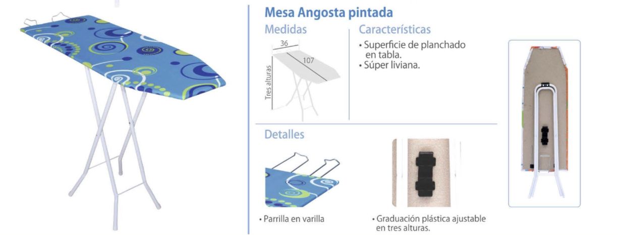 Mesa Para Planchar Angosta Pintada