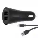 Cargador Carro Belkin 24w / 2 Puertos Usb + Cable Lightning