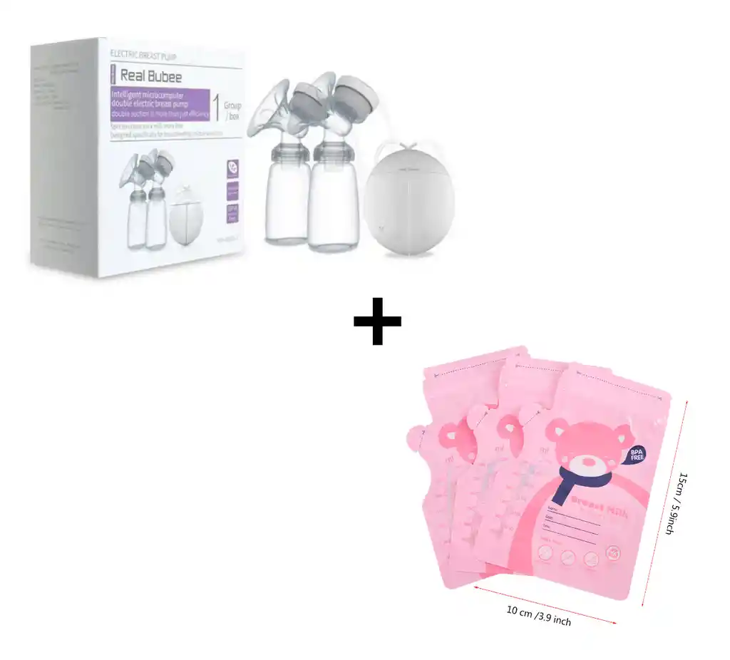  Extractor De Leche Electrico REAL BUBEE + Bolsas De Almacenamiento De Leche Baby Age X 30 