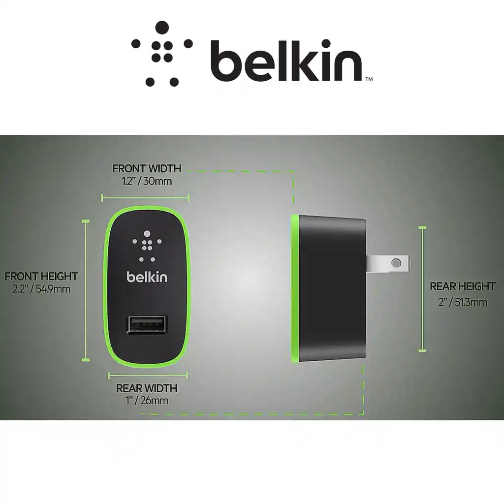 Cargador De Pared Usb Belkin 2.1 Amp Con Cable Usb-a A Usb-c