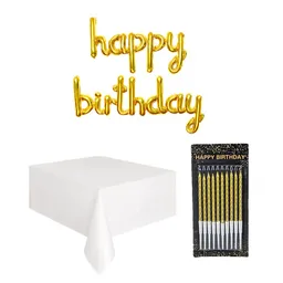 Kit Decoración Fiesta Dorada - Blanco Happy Birth Day