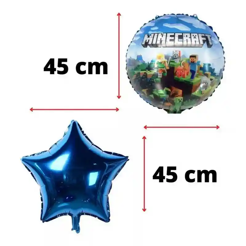 Kit X5 Globos Metalizados Minecraft