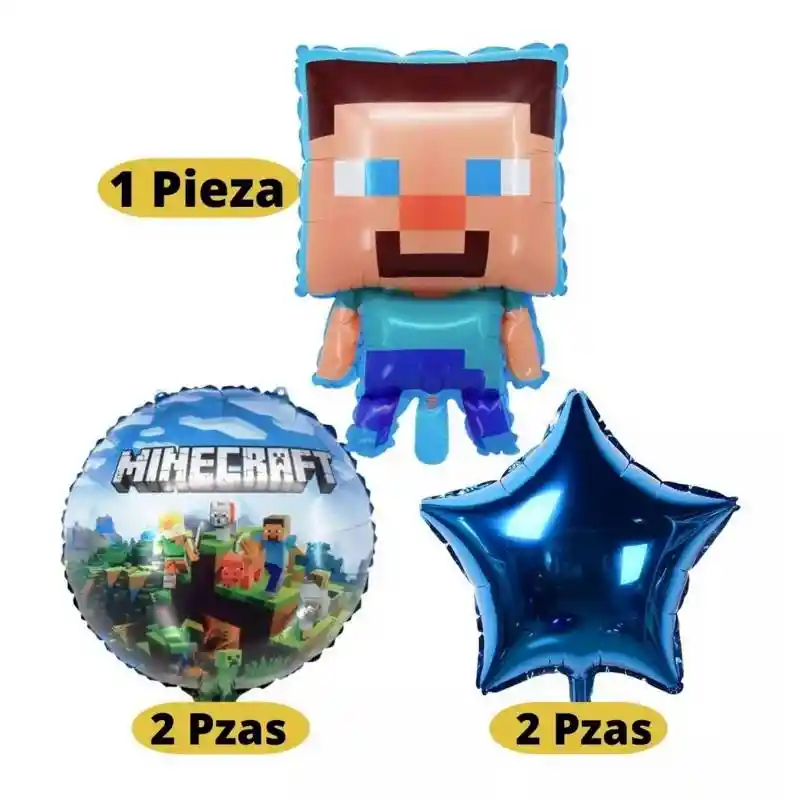 Kit X5 Globos Metalizados Minecraft