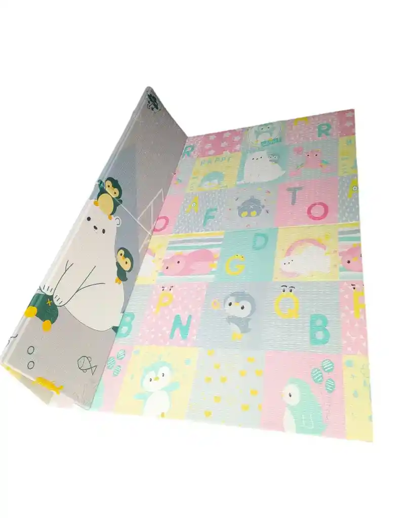 Tapete Anti Golpes Plegable Gateo Bebé Doble Faz Rosa Pinguino / Polar