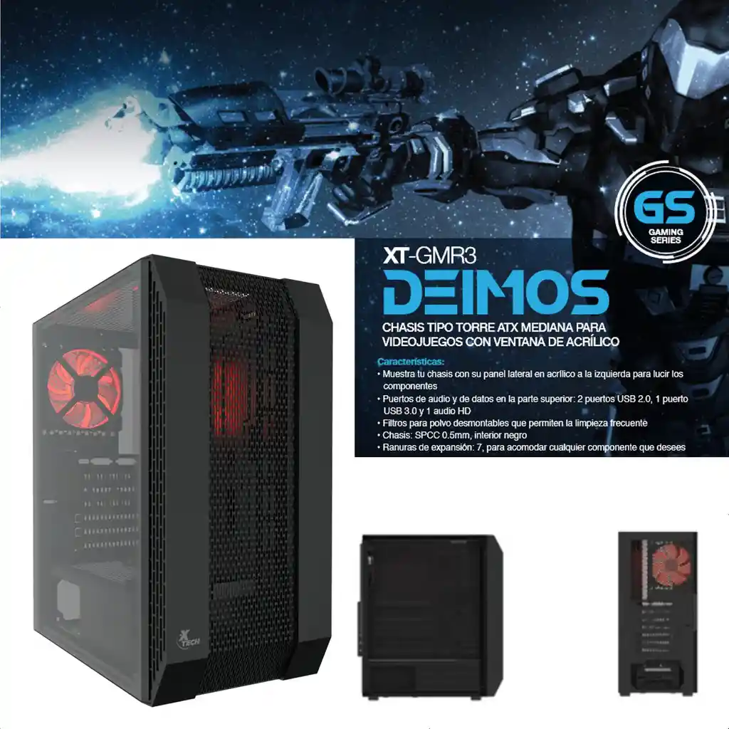 Gabinete Pc Gamer Xtech Xt-gmr3 Deimos / Atx Vidrio Templado