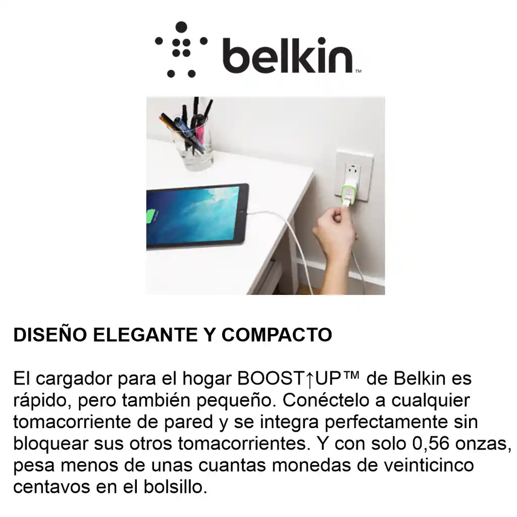 Cargador De Pared Usb-a Belkin Boostup 2.4 Amp Iphone / Ipad