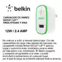 Cargador De Pared Usb-a Belkin Boostup 2.4 Amp Iphone / Ipad