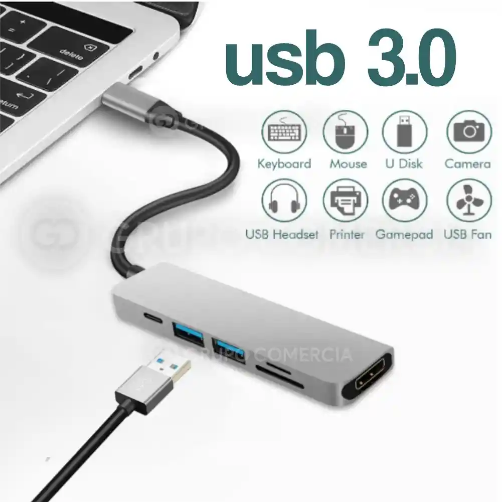 Hub Usb -c 3.0 Adaptador Multipuerto 6 En 1 Para Mac Macbook