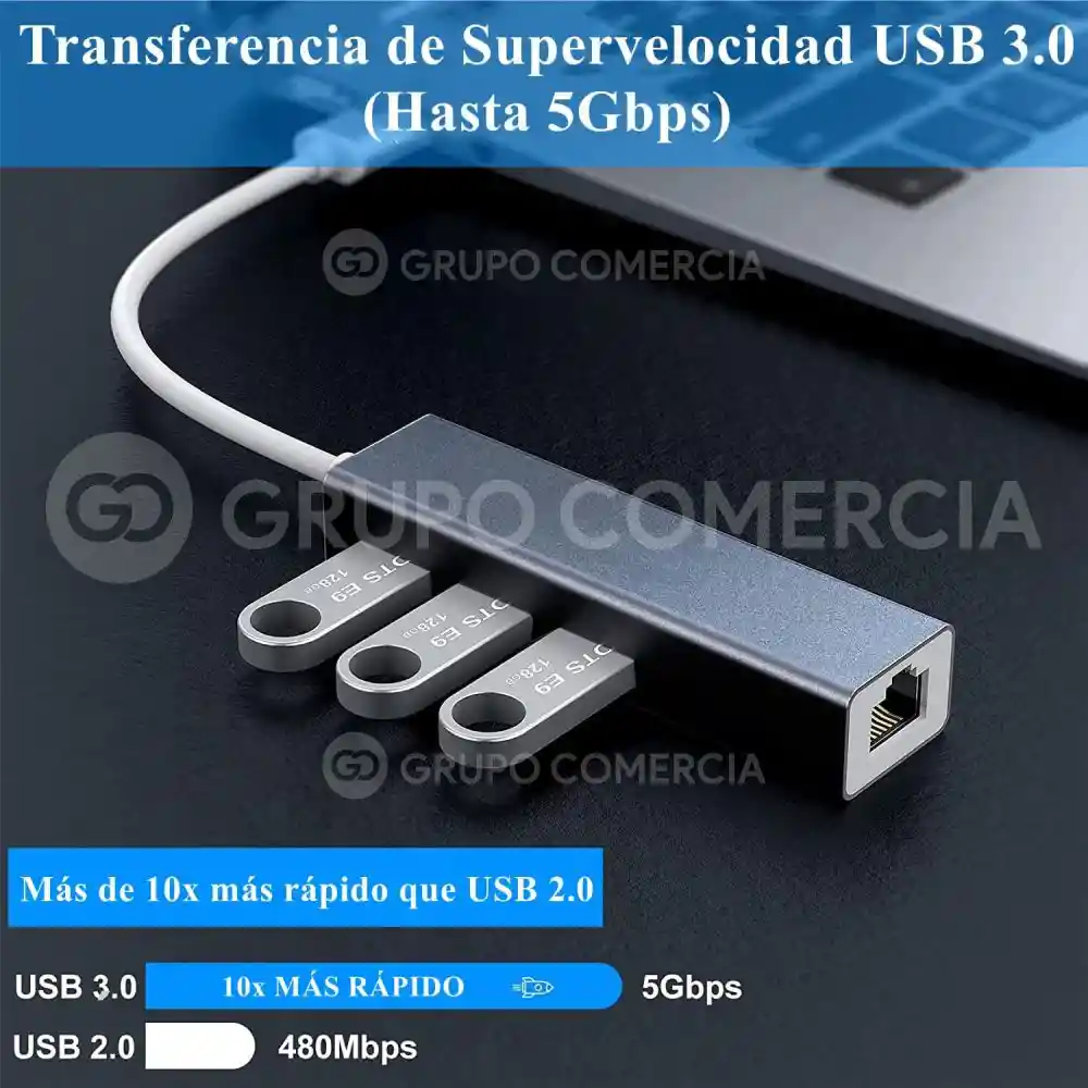 Multipuerto Lan 3 Puertos 3.0 Usb / Usb - C 1000mbps