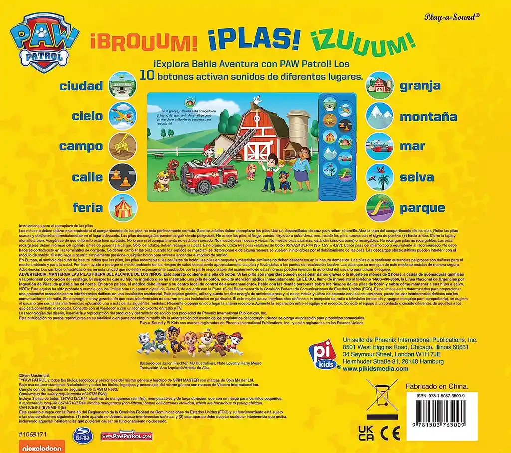 Libro Interactivo Paw Patrol Tierra Mar Y Aire Niños Niñas