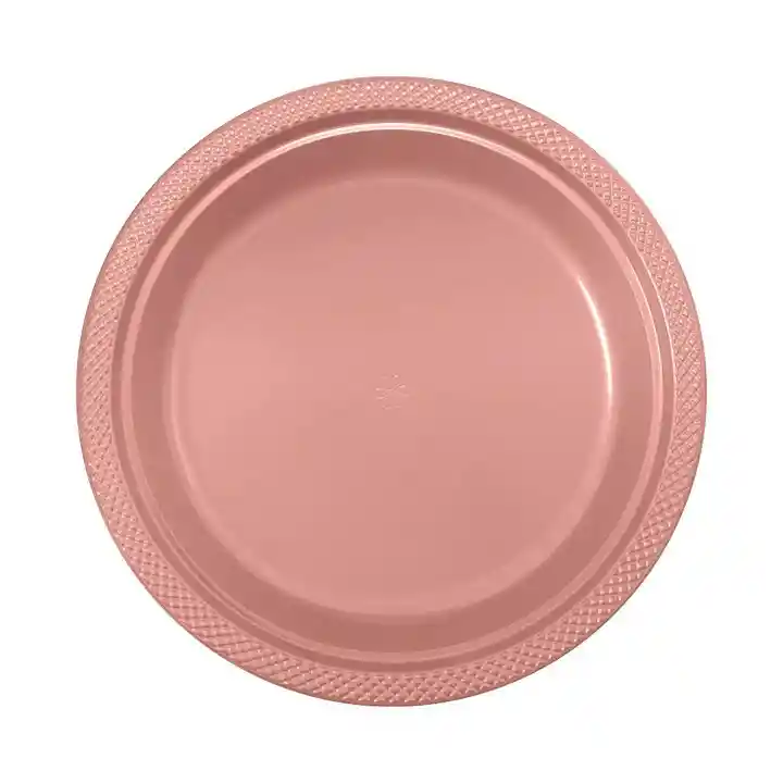 Plato Sempertex Desechable Deluxe Plastico Dorado Rosa Pequeño 6" 15 Cm X 10
