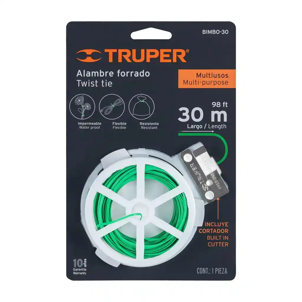 Alambre Forrado Mutiusos Carrete 30 Mts Truper - 12322