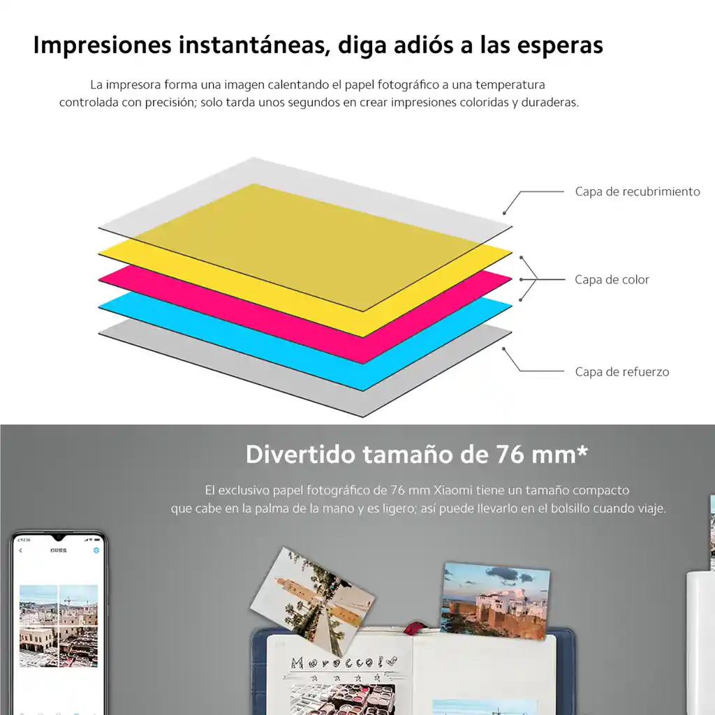Xiaomi Papel Fotográfico 20 Hojas Portable Photo Printer