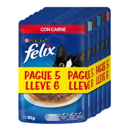 Alimento Humedo Felix Pouch Pague 5 Lleve 6 Felix Pouch