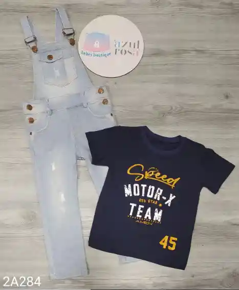 Overol Jean Claro Y Camiseta Niño Talla 3t