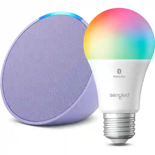 Combo Asistente Virtual Alexa Echo Pop + Bombillo Inteligente Led