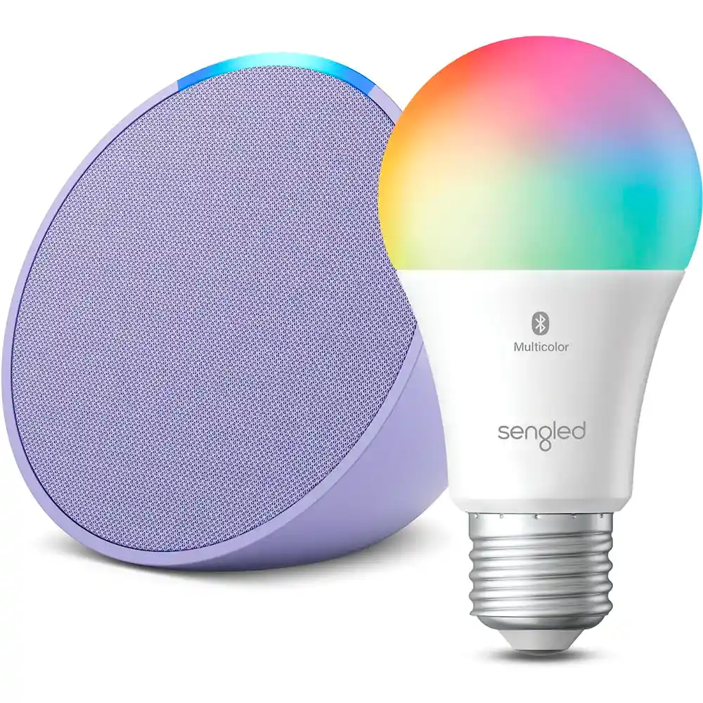 Combo Asistente Virtual Alexa Echo Pop + Bombillo Inteligente Led
