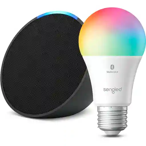 Combo Asistente Virtual Alexa Echo Pop + Bombillo Inteligente Led