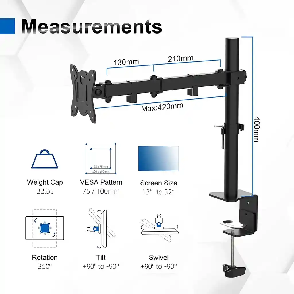 Soporte De Mesa Con Giro De 360º Vesa Para Monitor Pc 17 A 32 Pulgadas