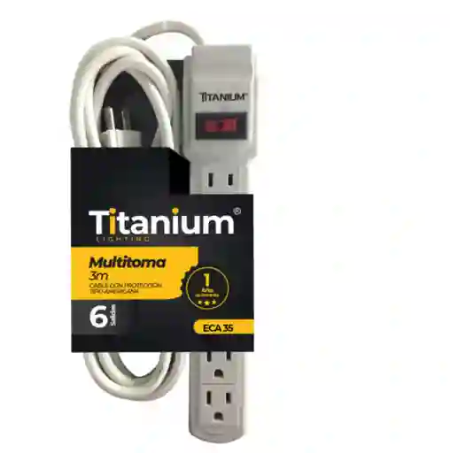 Multitoma Con Cable 3mt / 6 Puestos ( Titanium )