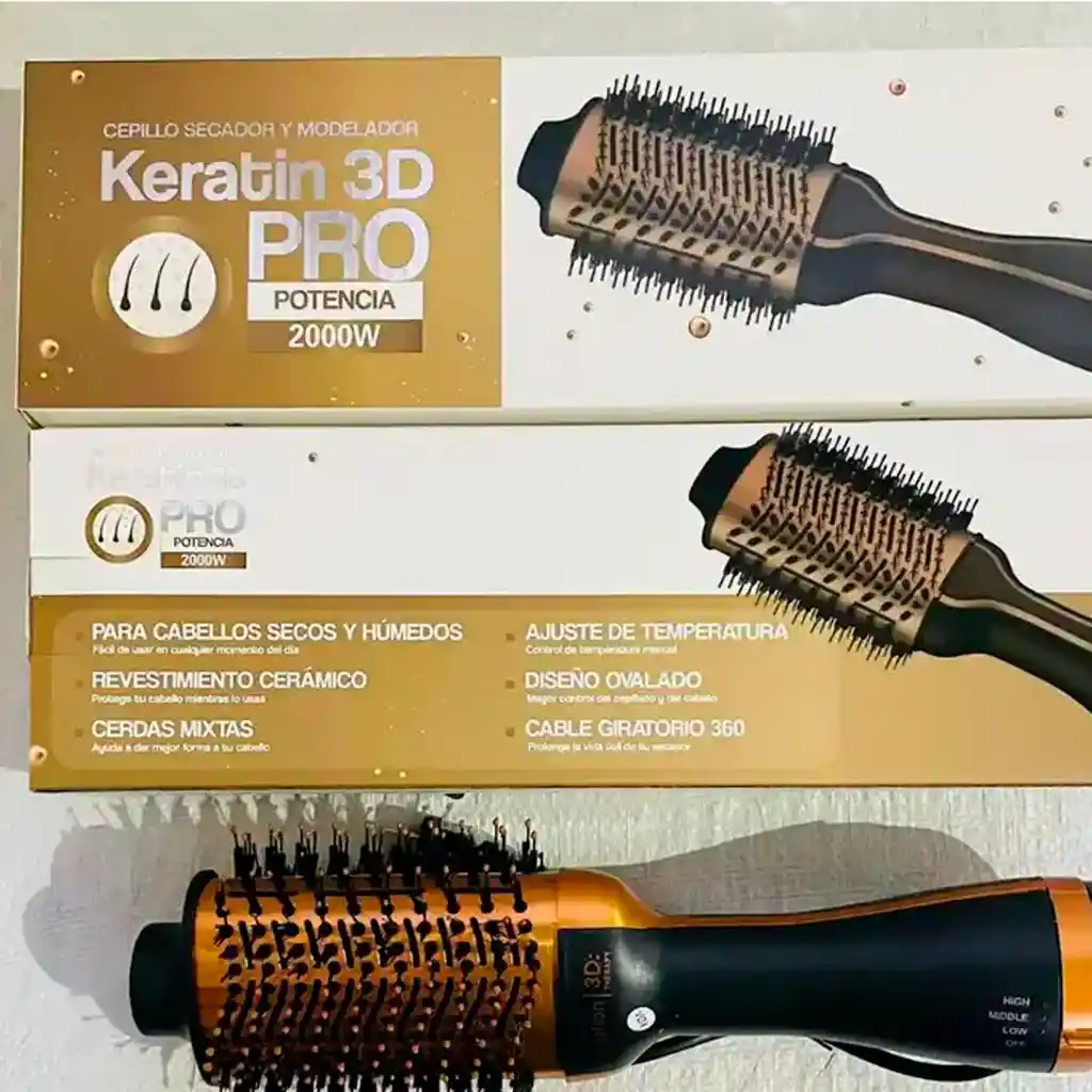 Cepillo Secador Alisador Keratin