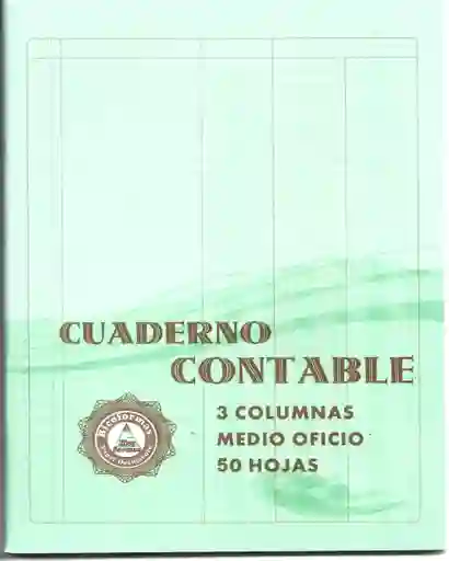 Cuaderno De Contablidad Medio Oficio 50 Hojas 3 Columnas Pasta Blanda