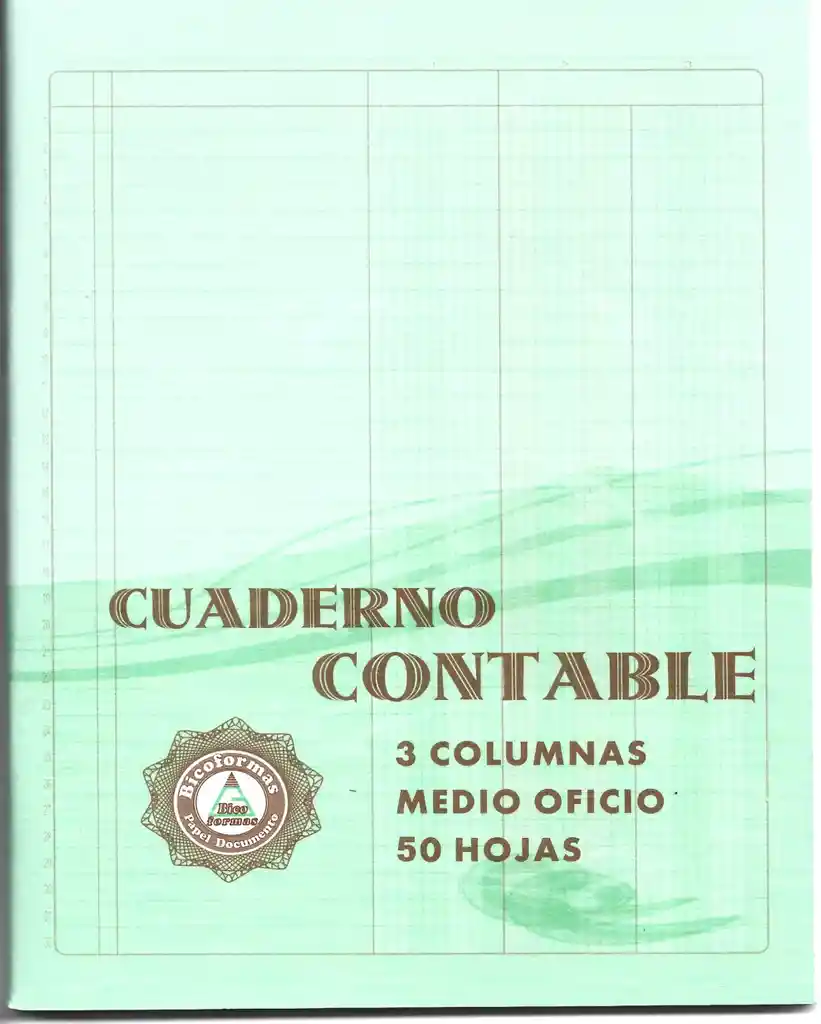 Cuaderno De Contablidad Medio Oficio 50 Hojas 3 Columnas Pasta Blanda