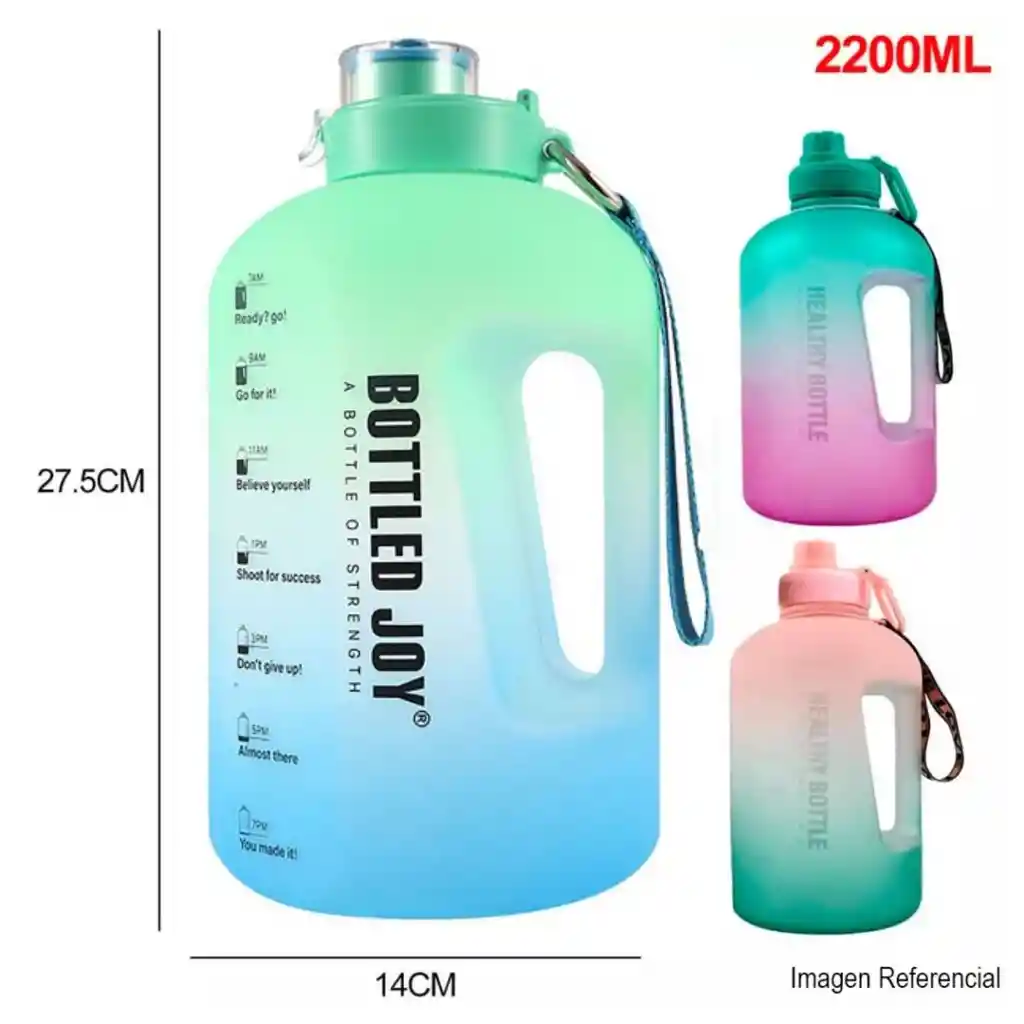 Botella Termo Botilito De Agua Motivación Fitness 2.2 Litros Color Fucsia/amarillo