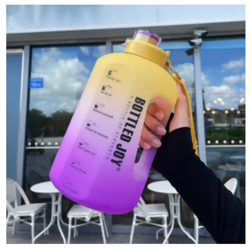 Botella Termo Botilito De Agua Motivación Fitness 2.2 Litros Color Fucsia/amarillo