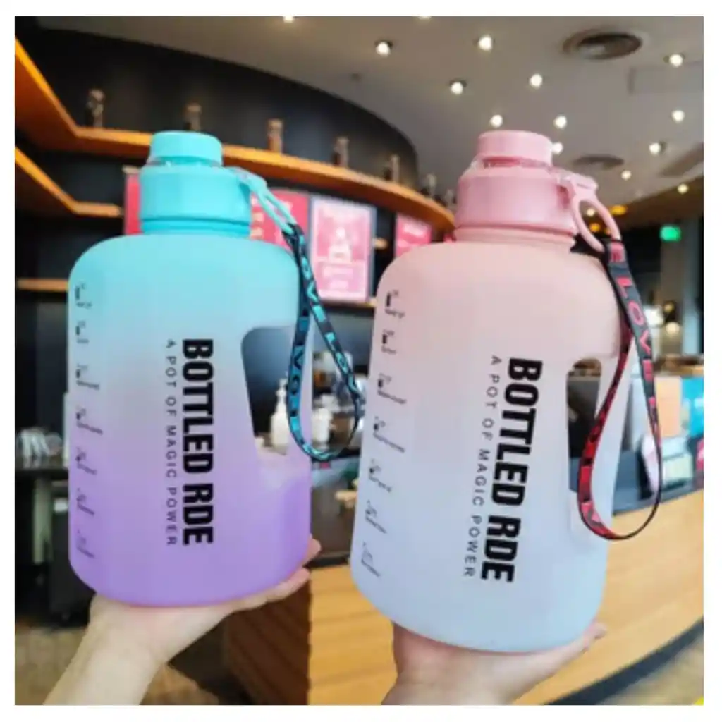 Botella Termo Botilito De Agua Motivación Fitness 2.2 Litros Color Fucsia/amarillo