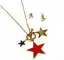 Juego De Collar Y Aretes En Acero Diseño Trio De Estrella