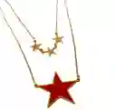 Juego De Aretes Y Collar En Acero Estrella Roja Grande