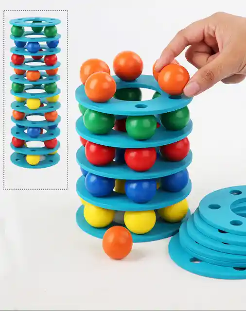 Juego De Equilibrio Y Apilamiento De Bolas De Arcoíris Para Niños