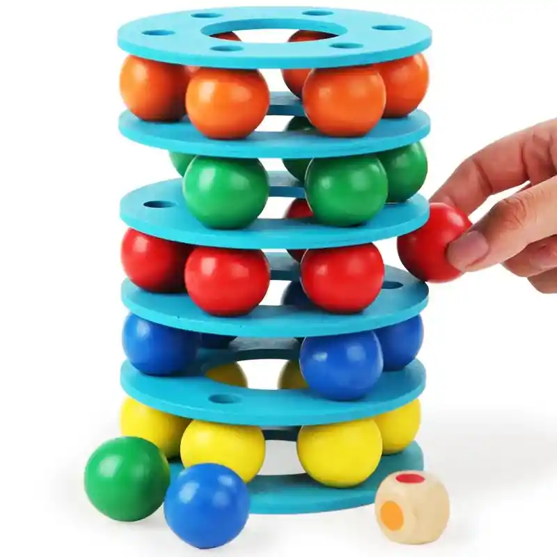 Juego De Equilibrio Y Apilamiento De Bolas De Arcoíris Para Niños