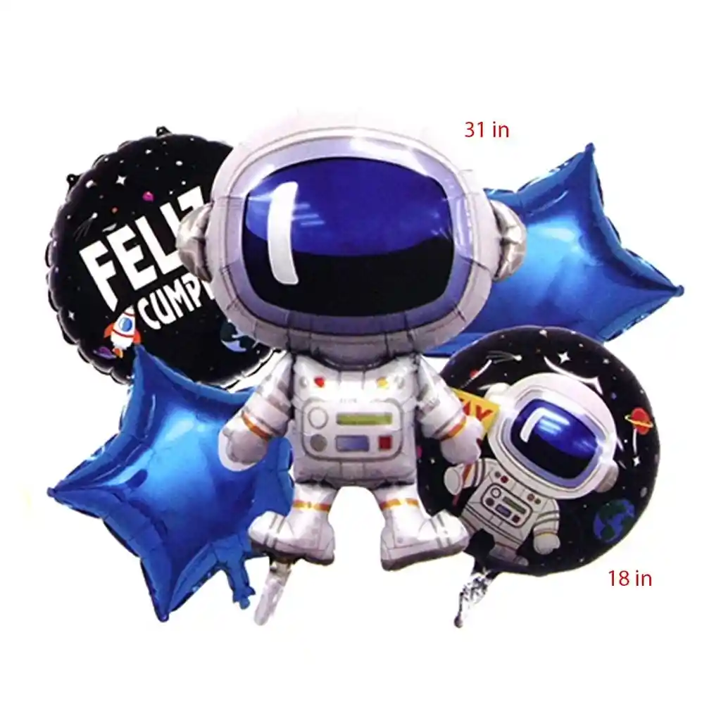 Bouquet X 5 Globos Metalizados Astronauta