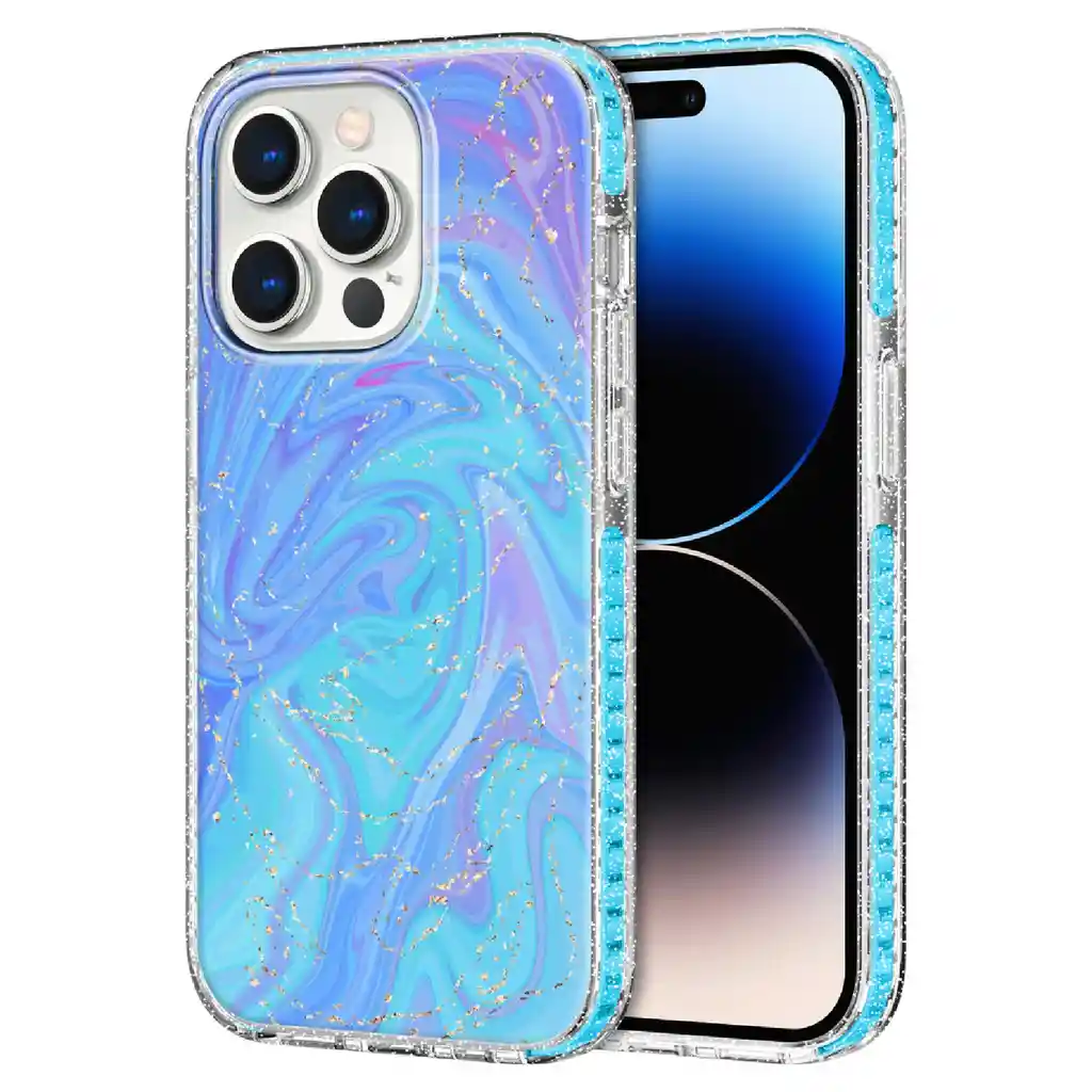 Protector Iphone 14 Pro Puregear Slim Shell Designer Azul /escarchado