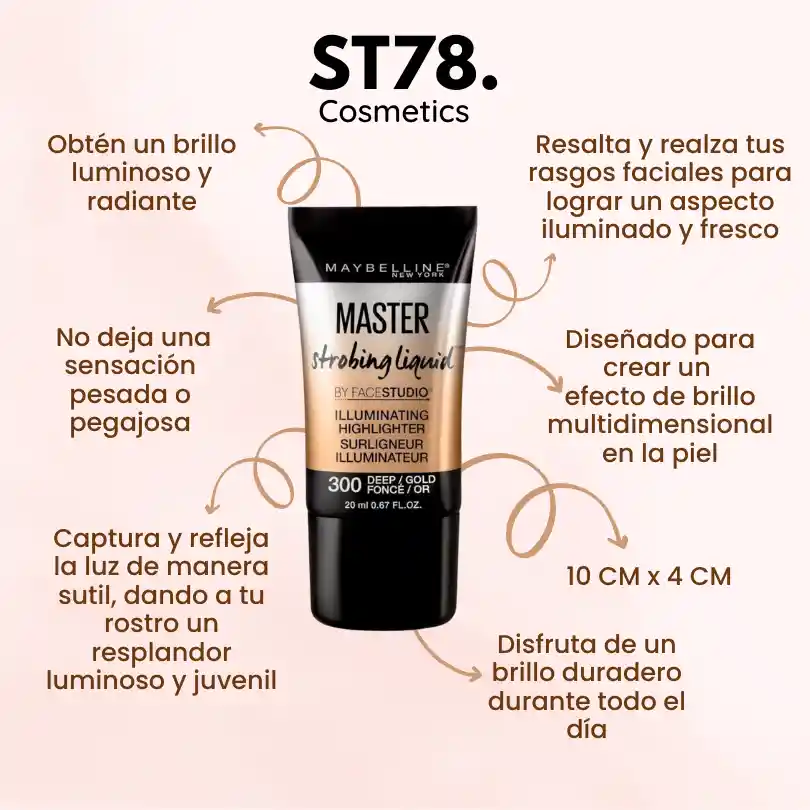 Iluminador Master Strobing Liquid Maybelline 300 Deep Gold