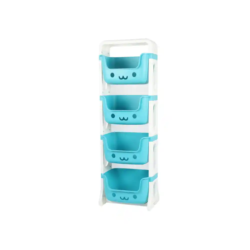 Organizador De Juguetes Multiuso 4 Niveles Plastico Azul Y Blanco