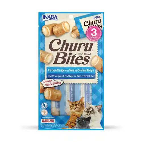 Churu Bites Para Gato Receta Cremosa De Pollo Con Vieira De Atún 3 Sobres, 30 Gr