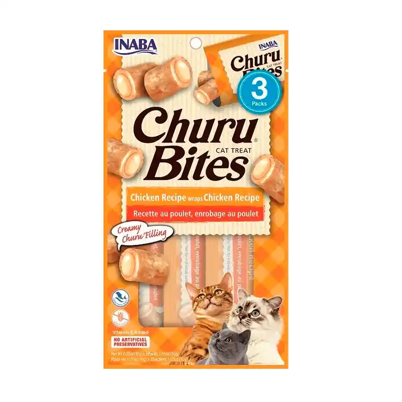 Churu Bites Para Gato Receta Cremosa De Pollo 3 Sobres, 30 Gr