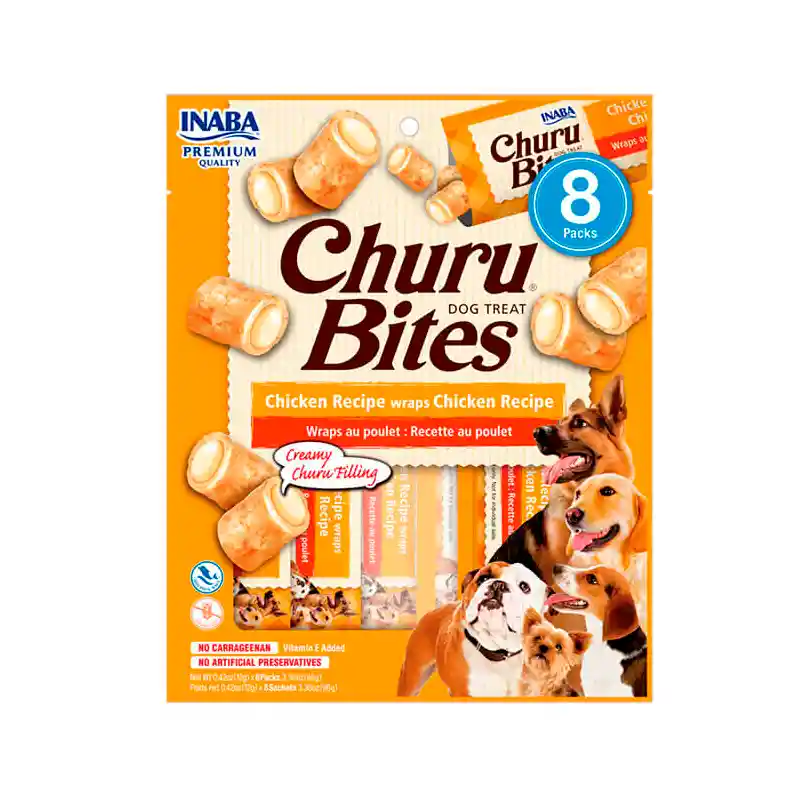 Churu Bites Para Perro Receta Cremosa De Pollo 8 Sobres, 96 Gr