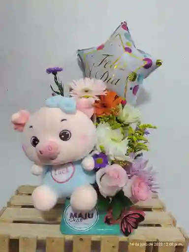 Arreglo Floral Con Peluche