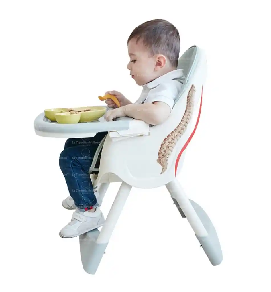 Silla Comedor Bebe Doble Altura Infantil Acolchado Beige Deluxe Unisex