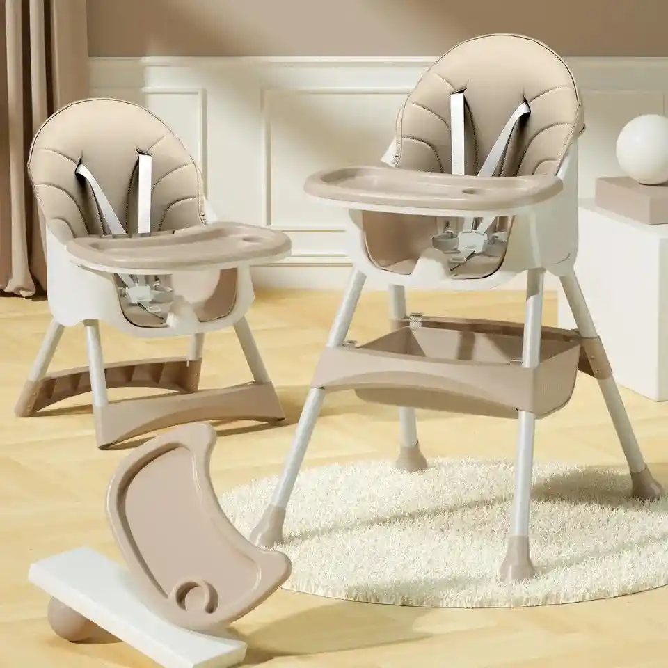 Silla Comedor Bebe Doble Altura Infantil Acolchado Beige Deluxe Unisex