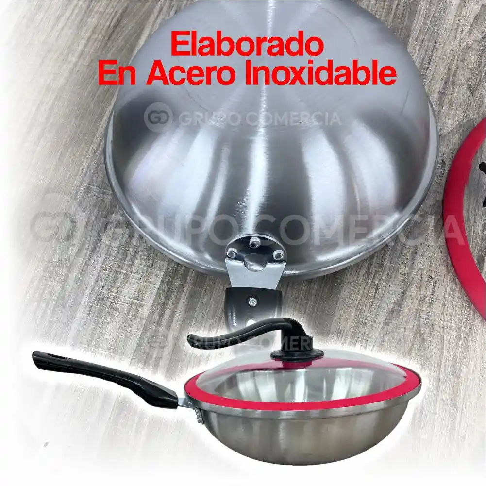 Sarten Wok Acero Inoxidable Alta Calidad Antiadherente