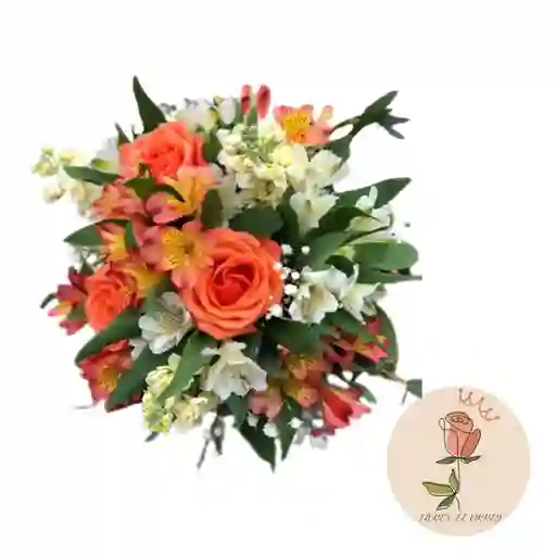 Rosas Naranjas, Astromelia Naranja Y Blanca Atradecer